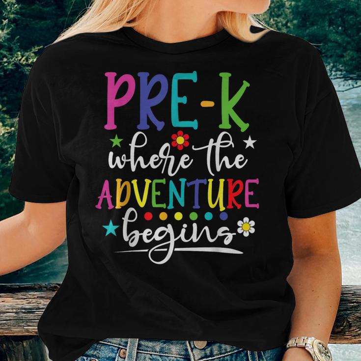 Pre-K Teacher Adventure Begins First Day Preschool Teachers Women T-shirt Gifts for Her