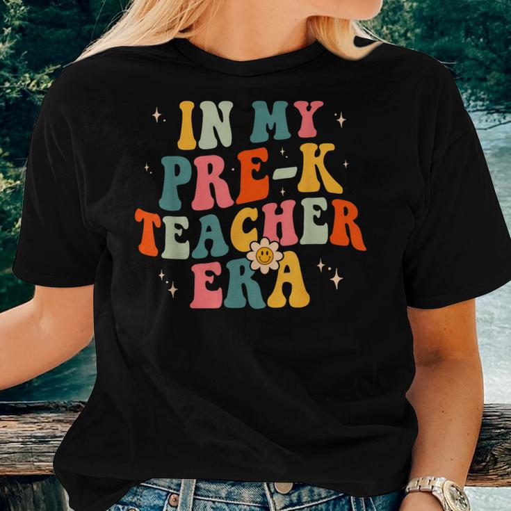 In My Prek Teacher Era Preschool Teacher Groovy Retro Women T-shirt Gifts for Her