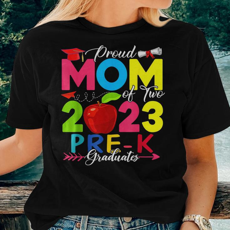 Proud Mom Of Two 2023 Pre-K Graduates Costume Family Women T-shirt Gifts for Her