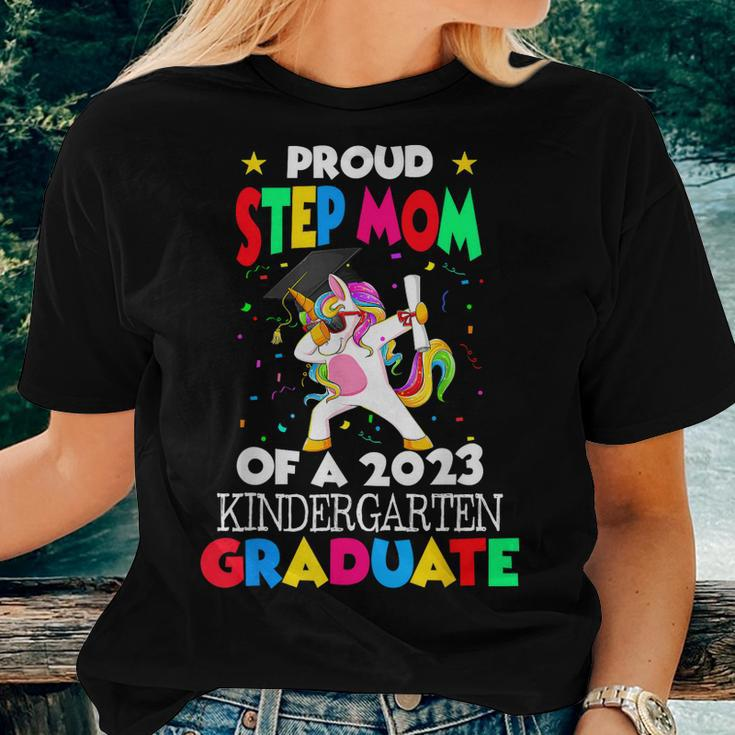 Proud Step Mom Of A 2023 Kindergarten Graduate Unicorn Grad Women T-shirt Gifts for Her