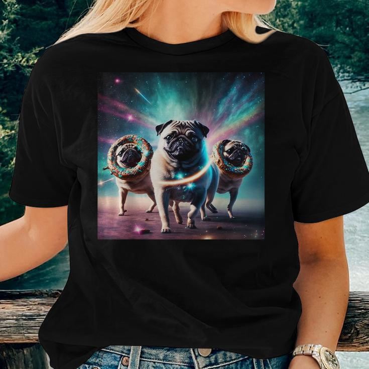 Pugs In Space With Donuts Cute Pug Boys Girls Women T-shirt Gifts for Her