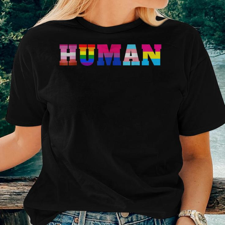 Rainbow Lesbian Human Lgbt Flag Gay Pride Month Transgender Women T-shirt Gifts for Her
