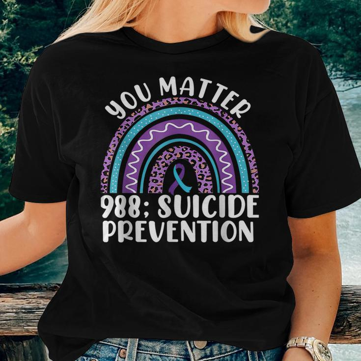 Rainbow You Matter 988 Suicide Prevention Awareness Ribbon Women T-shirt Gifts for Her