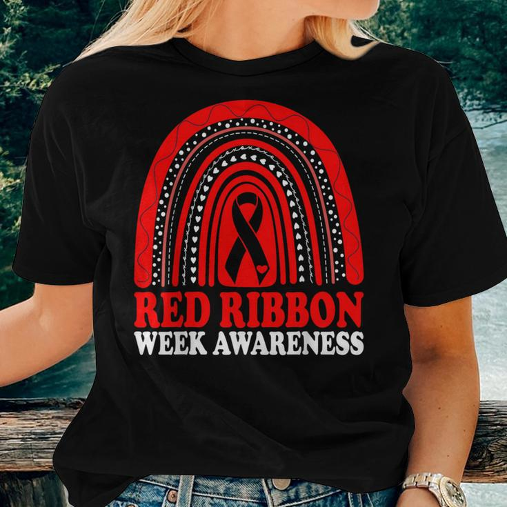 Rainbow Red Ribbon Week Leopard We Wear Red For Awareness Women T-shirt Gifts for Her