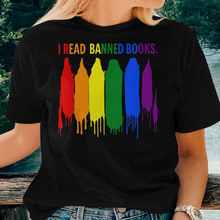 I Read Banned Books Week Rainbow Lgbt Book Lover Teacher Women T-shirt Gifts for Her