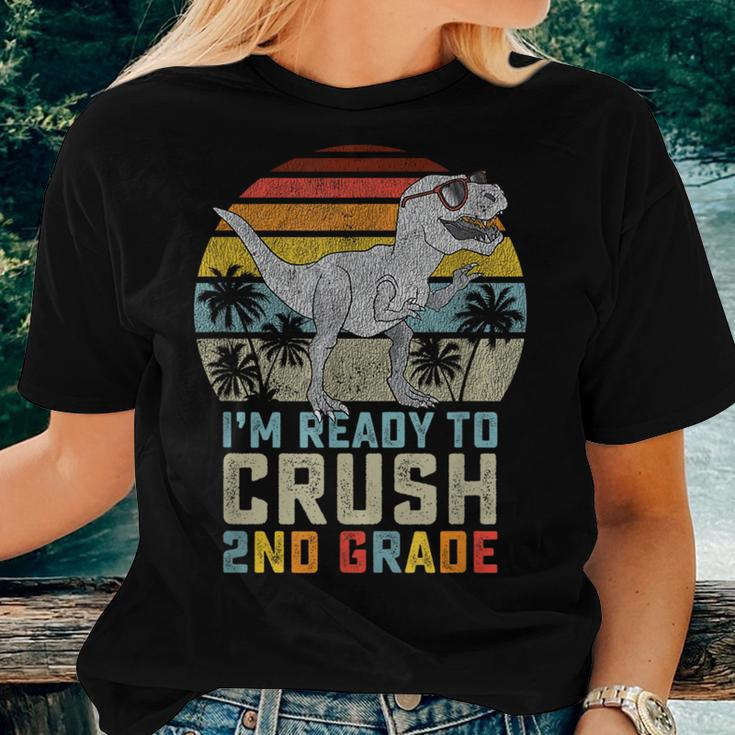 Ready To Crush Second 2Nd Grade Dinosaur Back To School Boys Women T-shirt Short Sleeve Graphic Gifts for Her