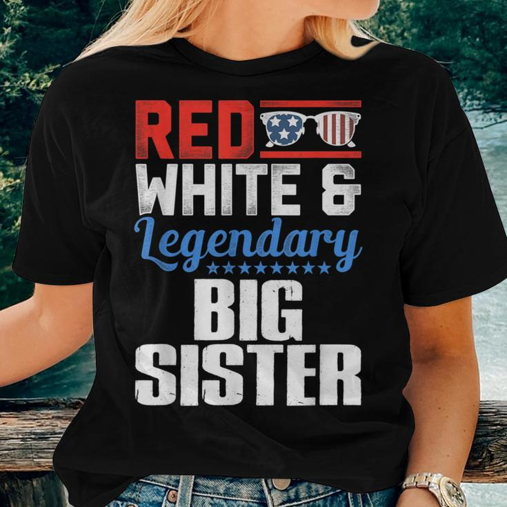 Red White And Legendary Big Sister 4Th Of July Flag Women T-shirt Gifts for Her