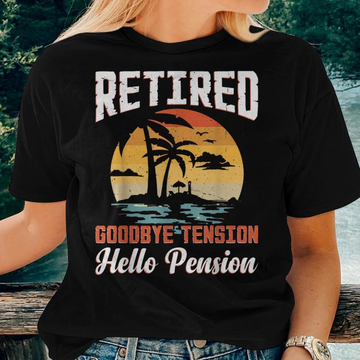 Retired 2024 Goodbye Tension Hello Pension Retirement Women T-shirt Gifts for Her