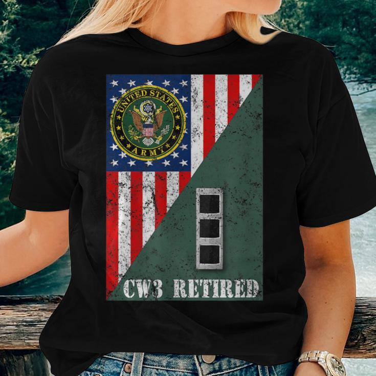 Retired Army Chief Warrant Officer Cw3 Half Rank & Flag Women T-shirt Gifts for Her
