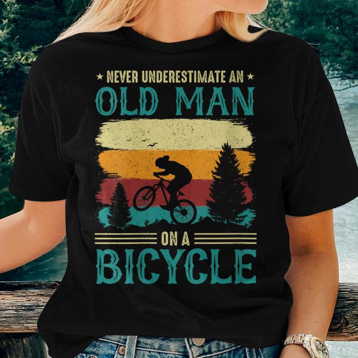 Retired Biker Never Underestimate An Old Man On A Bicycle Women T-shirt Gifts for Her