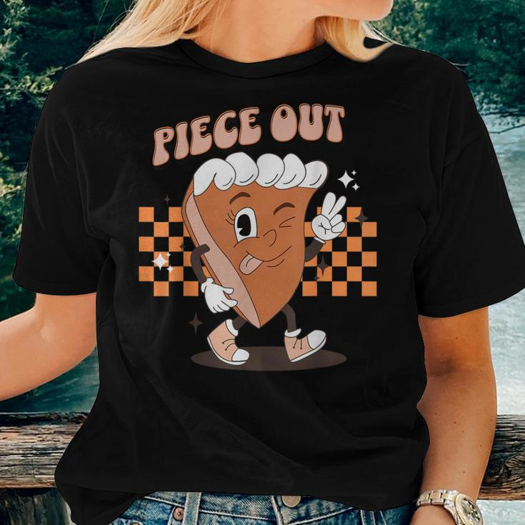 Retro Pumpkin Pie Piece Out Peace Thanksgiving Fall Women T-shirt Gifts for Her