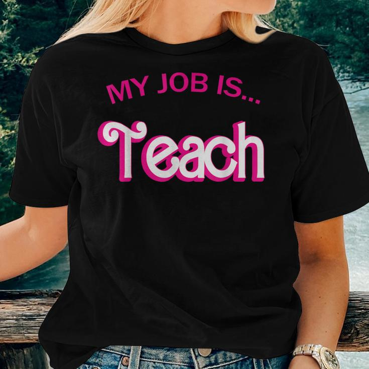 Retro School Humor Teacher Life My Job Is Teach Women T-shirt Gifts for Her