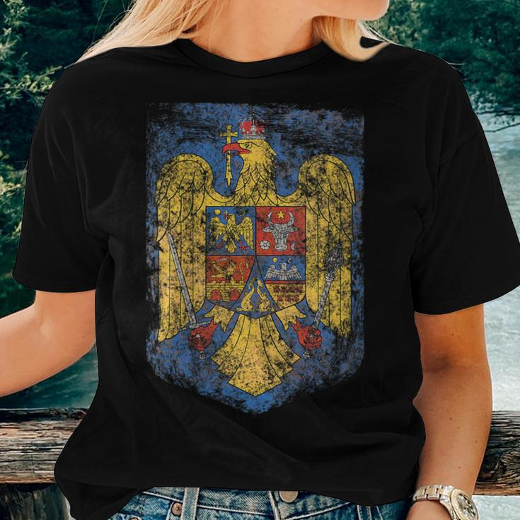 Romanian Pride Coat - Of Arms Of Romania Heritage Celtic Women T-shirt Gifts for Her