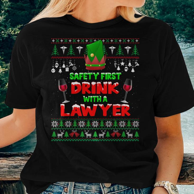 Safety First Drink With A Lawyer Ugly Christmas Sweater Women T-shirt Gifts for Her