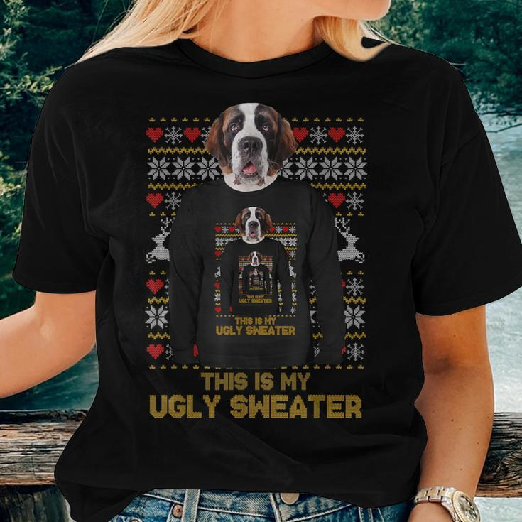 Saint St Bernard Mom Dad Dog Ugly Christmas Sweater Women T-shirt Gifts for Her