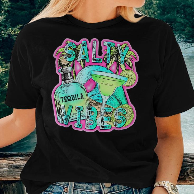 Salty Vibes Tequila Margarita Summer Drinking Beach Party Women T-shirt Gifts for Her