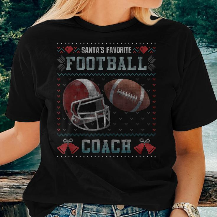 Santas Favorite Football Coach Ugly Christmas Sweater Women T-shirt Gifts for Her