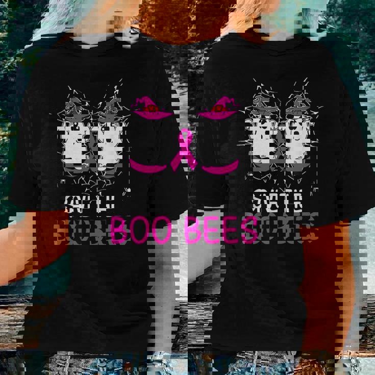 Save The Boobees Boo Bees Ribbon Breast Cancer Halloween Women T-shirt Gifts for Her