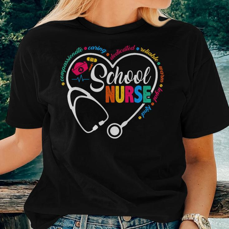 School Nurse Vintage Love Heart Nurse Life Women T-shirt Gifts for Her