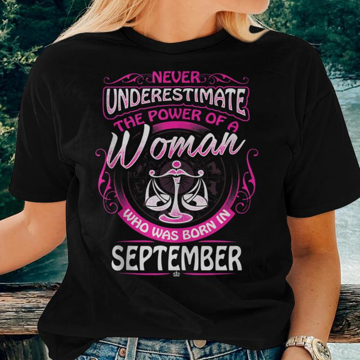 September Libra Woman Zodiac Birthday Never Underestimate Women T-shirt Gifts for Her