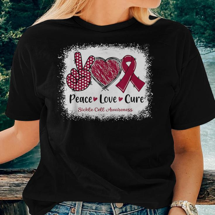 In September We Wear Burgundy Rainbow Sickle Cell Awareness Women T-shirt Gifts for Her