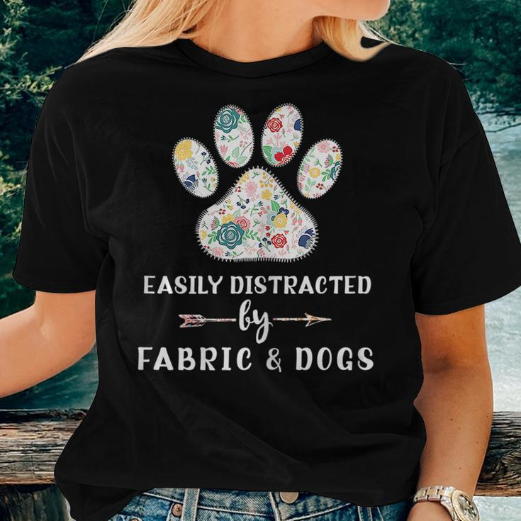 Sewing Quote Fabric Dog Paw Graphic Women Sewing Lover Women T-shirt Crewneck Gifts for Her