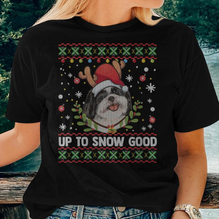 Shih Tzu Dog Reindeer Ugly Christmas Sweater Women T-shirt Gifts for Her