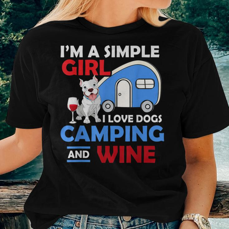 Im A Simple Girl I Love Dogs Camping Camper Women T-shirt Gifts for Her