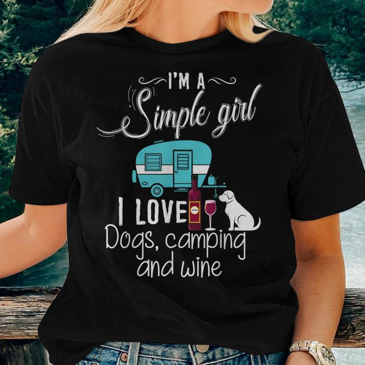 Im A Simple Girl Love Dogs Camping And Wine Women T-shirt Gifts for Her