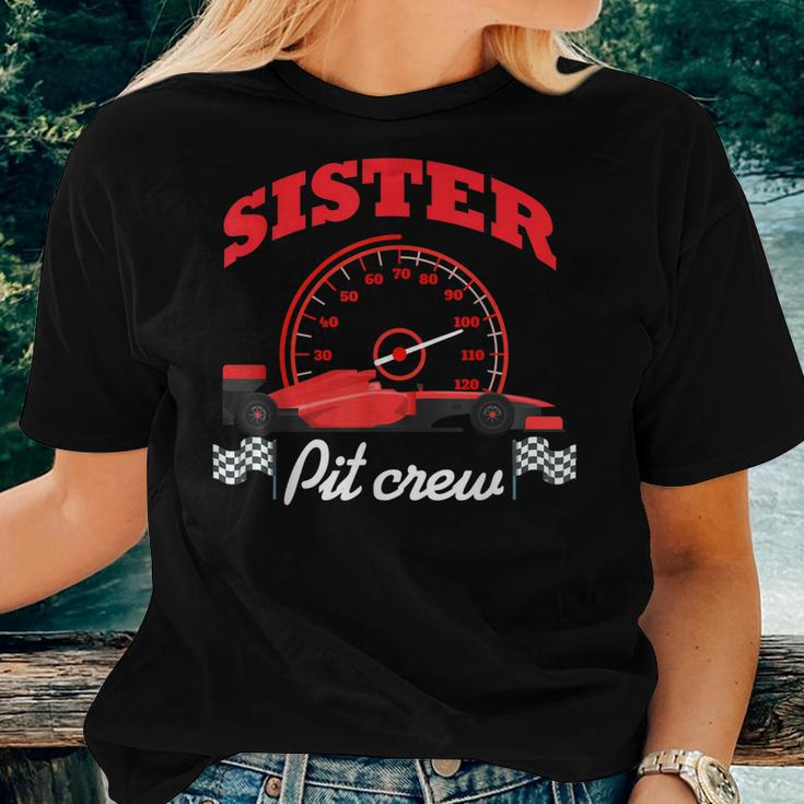 Sister Pit Crew Car Racing Family Matching Birthday Squad Women T-shirt Gifts for Her