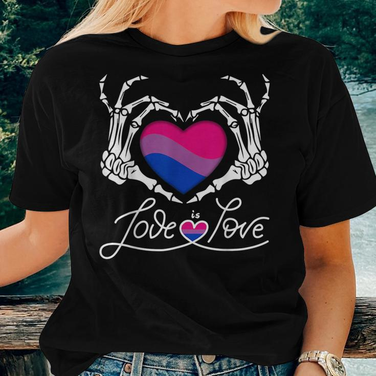 Skeleton Heart Love Is Love Lgbt Bisexual Pride Month Women Women T-shirt Gifts for Her
