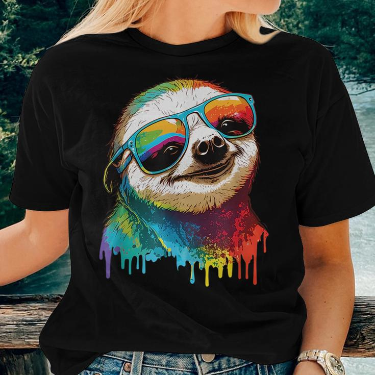 Sloth Colorful Sloth Outfit Sloth Lover Women T-shirt Gifts for Her