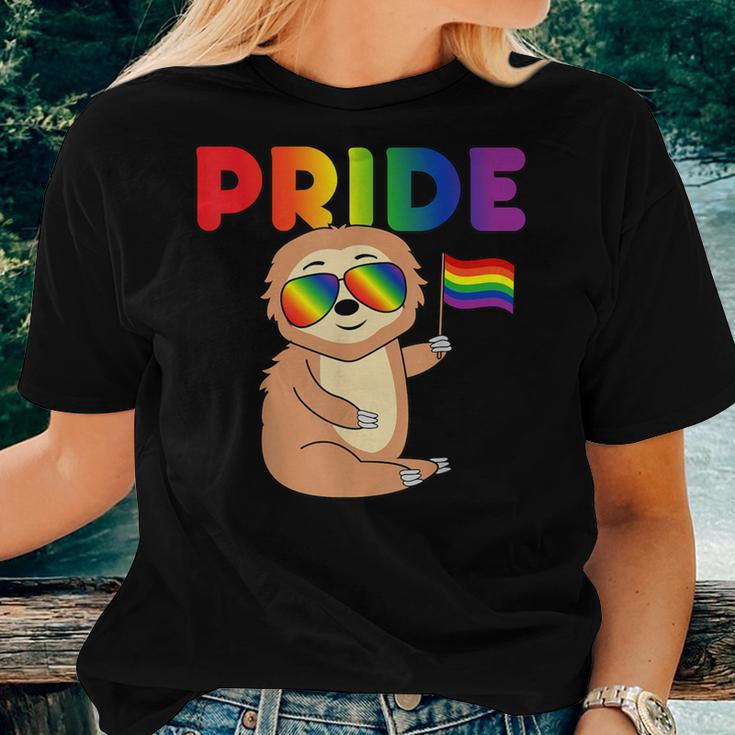 Sloth Gay Pride Rainbow Flag Proud Lgbtq Cool Lgbt Ally Women T-shirt Gifts for Her