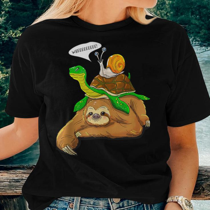 Sloth Turtle Snail Humor Cute Animal Lover Women T-shirt Gifts for Her