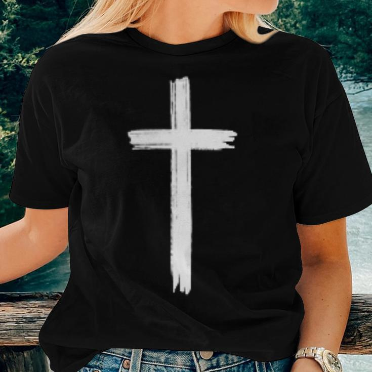 Small Cross Subtle Christian Minimalist Religious Faith Women T-shirt Gifts for Her