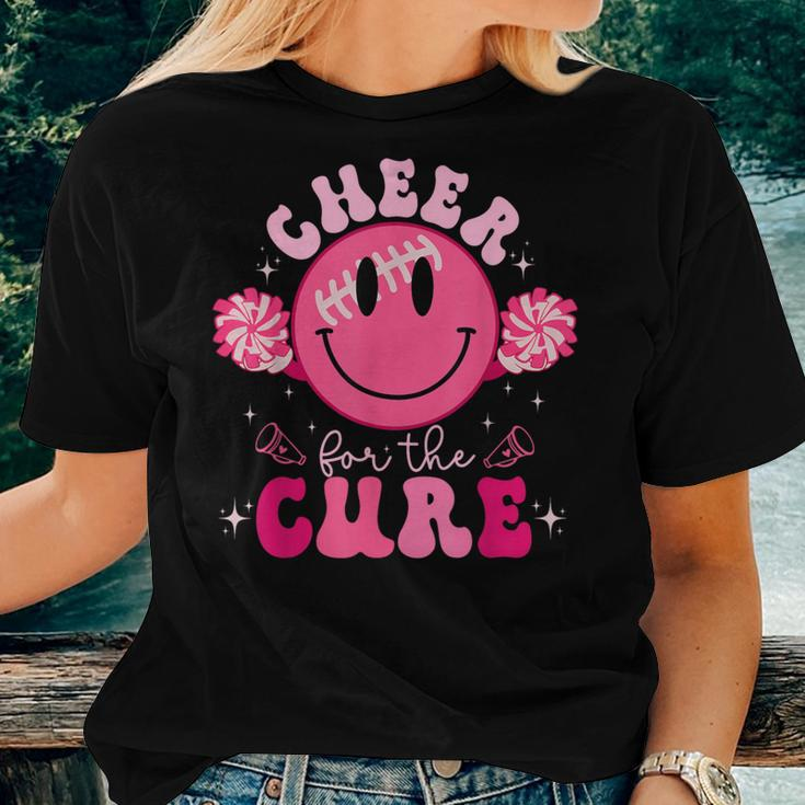 Smile Face Cheer For A Cure Cheerleading Breast Cancer Mom Women T-shirt Gifts for Her