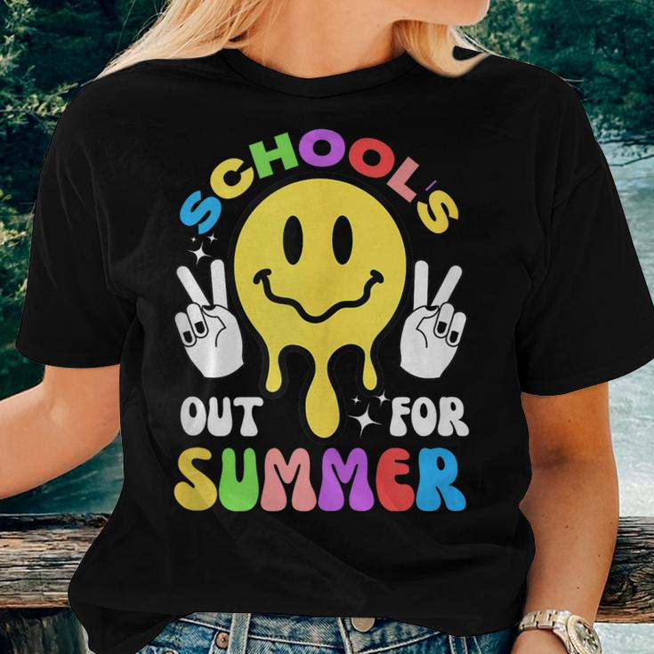 Smile Face Teacher Last Day Of School Schools Out For Summer Women T-shirt Gifts for Her