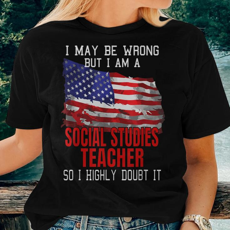 Social Studies Teacher American Flag Patriotic Women T-shirt Gifts for Her