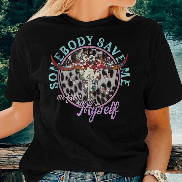 Somebody Save Me Country Music Retro Cowgirl Women T-shirt Gifts for Her