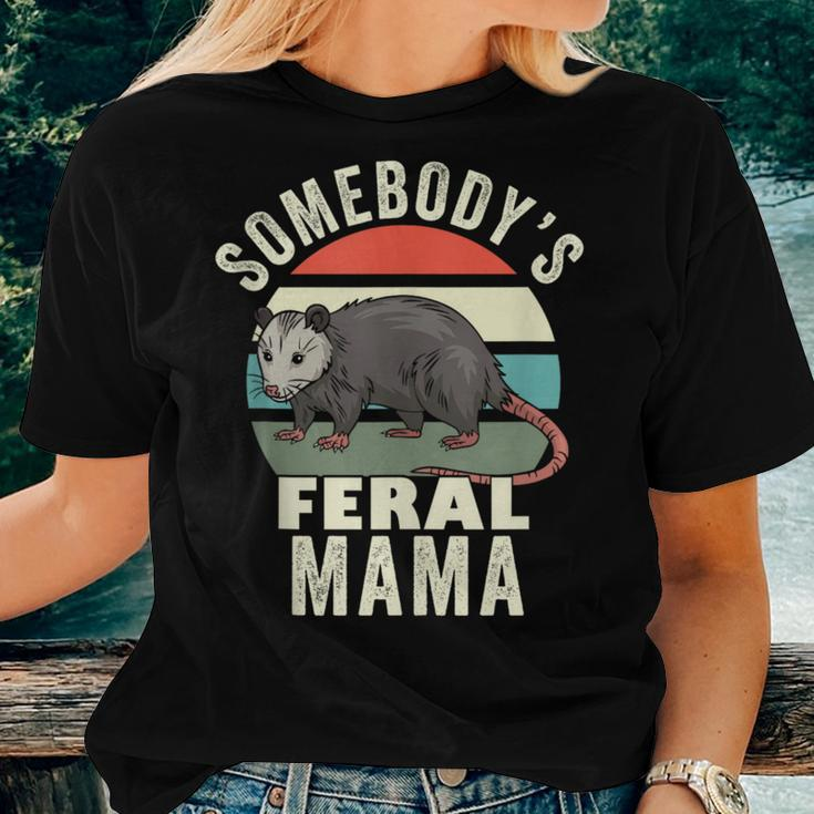 Somebodys Feral Mama Mother Retro Feral Cat Mom For Mom Women T-shirt Crewneck Gifts for Her