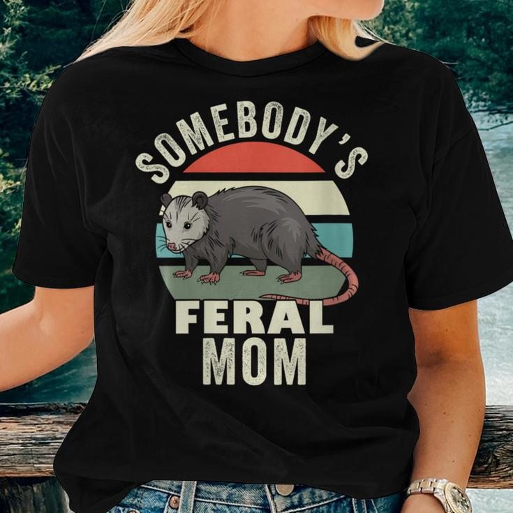 Somebodys Feral Mom Mother Retro Feral Cat Mama For Mom Women T-shirt Crewneck Gifts for Her