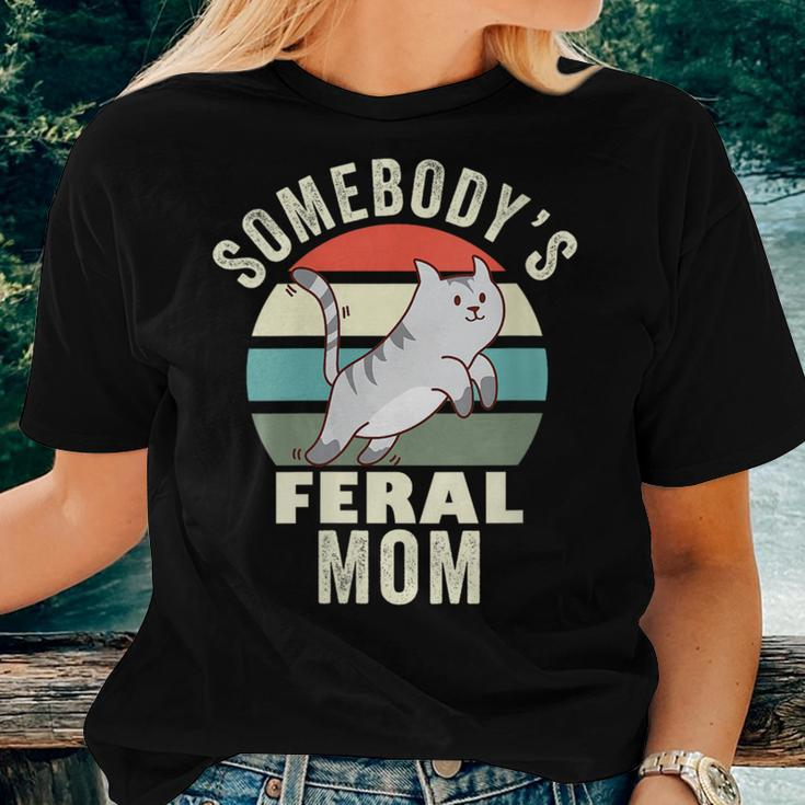 Somebodys Feral Mom Wild Mama Family Retro Cat For Mom Women T-shirt Gifts for Her