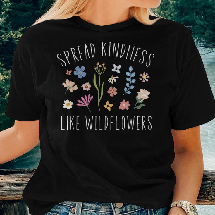 Spread Kindness Like Wildflowers Women's Boho Inspirational Women T-shirt Gifts for Her