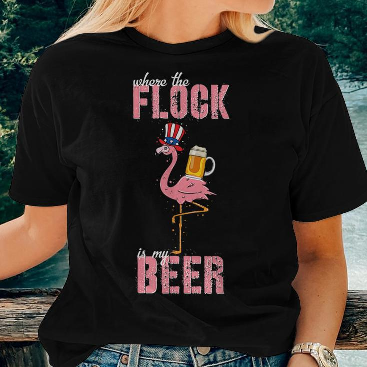 Spring Break 2022 Flamingo Patriotic Hat Beer Patriotic Women T-shirt Crewneck Gifts for Her