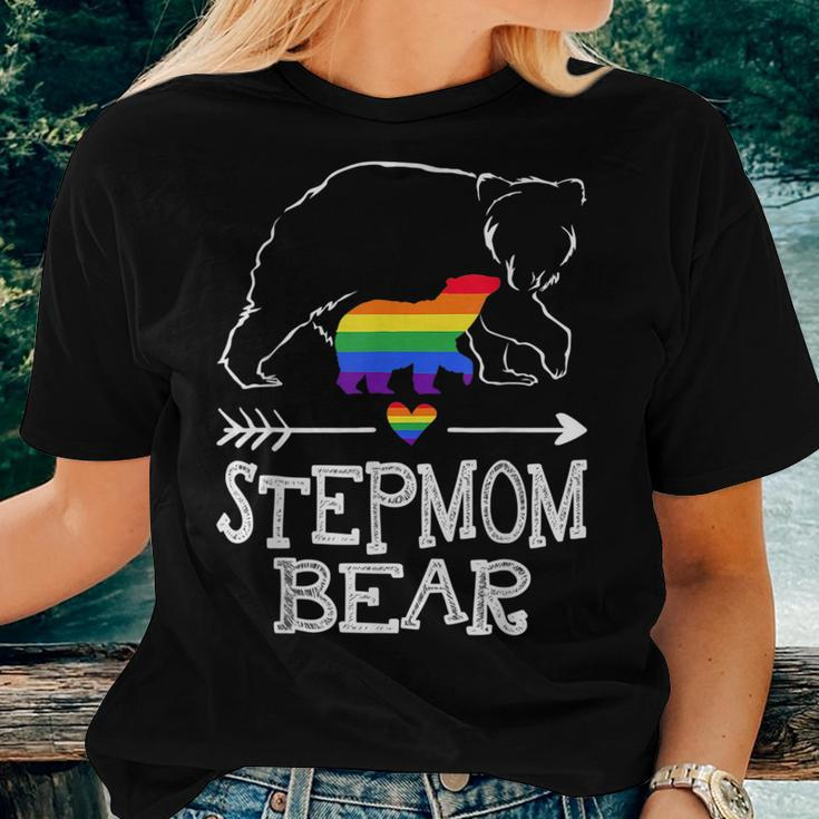 Stepmom Bear Proud Mom Rainbow Flag Lgbt Pride Women T-shirt Gifts for Her
