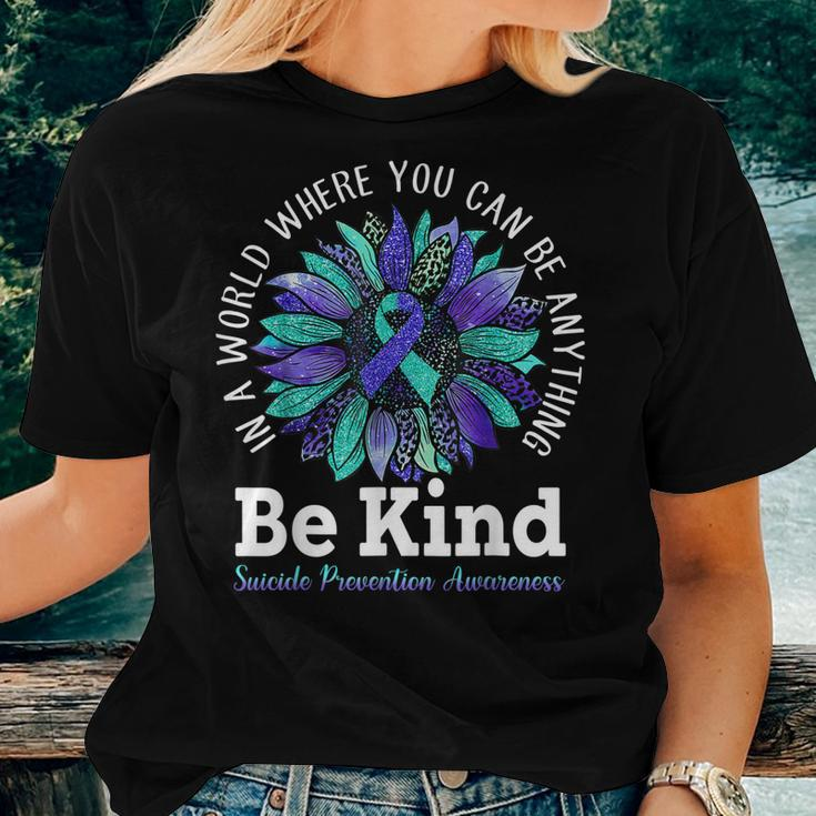 Suicide Prevention Awareness Week Be Kind Leopard Sunflower Women T-shirt Gifts for Her