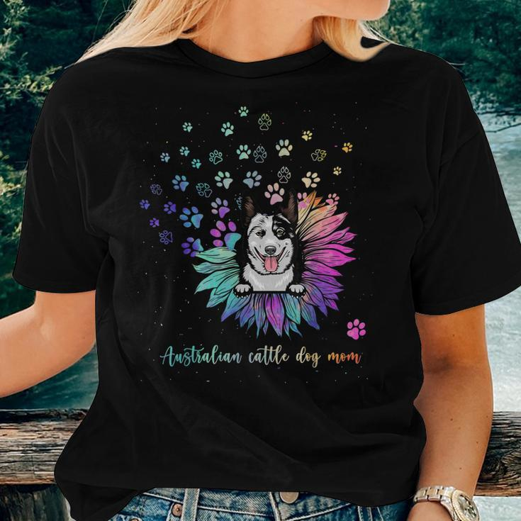 Sunflower Australian Cattle Dog Mom Tie Dye Dog Lover Women T-shirt Gifts for Her