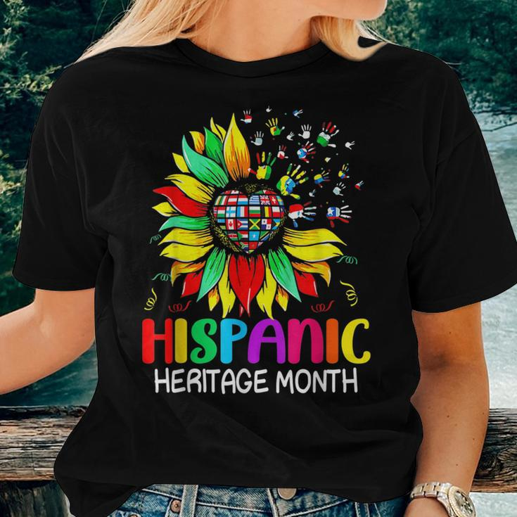 Sunflower Latin Countries Flags Hispanic Heritage Month Women T-shirt Gifts for Her