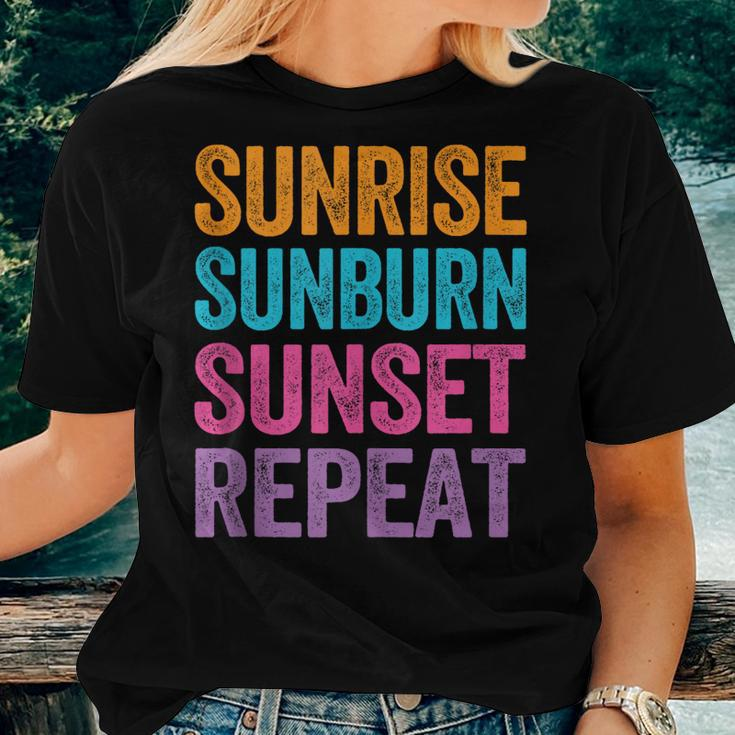 Sunrise Sunburn Sunset Repeat Shirt Summer Vacation Groovy Graphic
