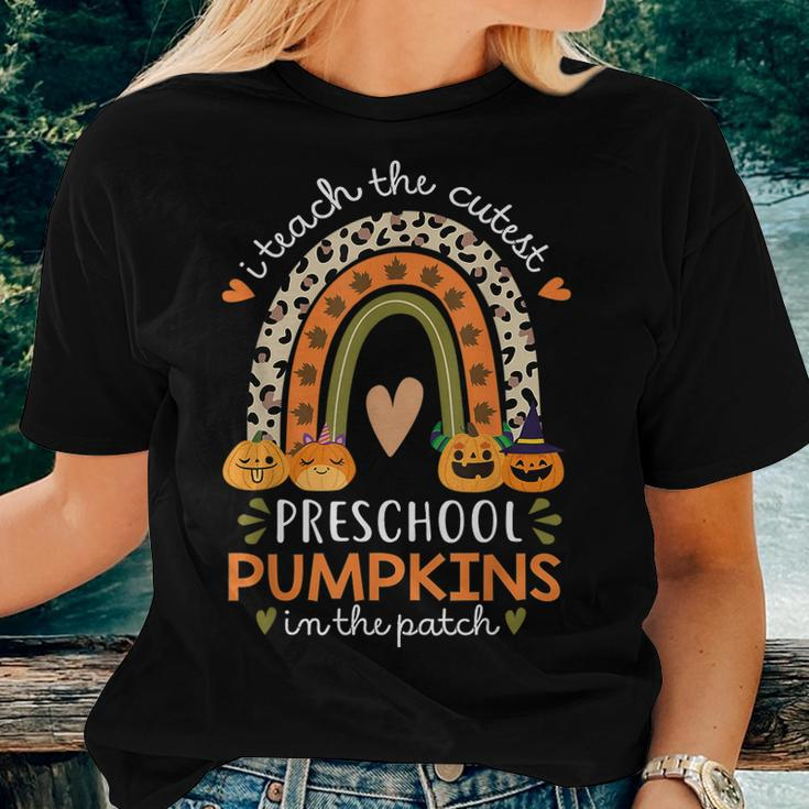 I Teach The Cutest Preschool Pumpkins Halloween Teacher Fall Halloween For Teacher Women T-shirt Gifts for Her